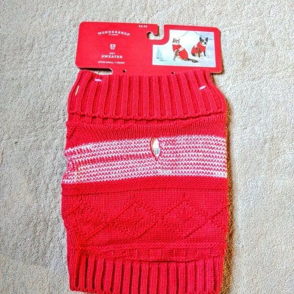 Wonder Shop Red & White Stripes Pet Sweater For Small Dogs Or Cats X Small - Picture 3 of 5